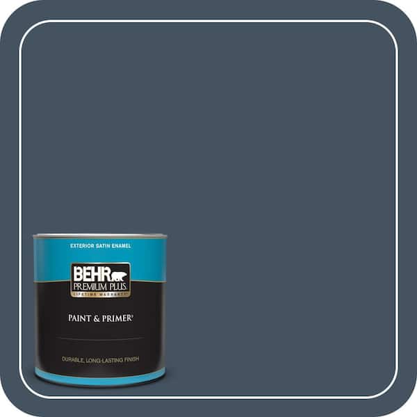 BEHR PREMIUM PLUS 1 qt. #ECC-30-3 Night Tide Satin Enamel Exterior Paint & Primer