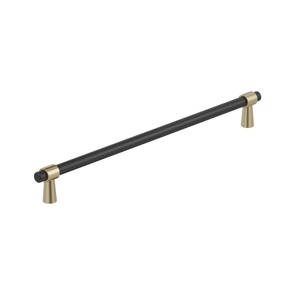 Mergence 12-5/8 in. (320 mm) Center-to-Center Matte Black/Golden Champagne Bar Cabinet Pull price history on PriceWatchPro
