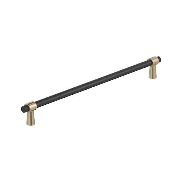 Mergence 12-5/8 in. (320 mm) Center-to-Center Matte Black/Golden Champagne Bar Cabinet Pull