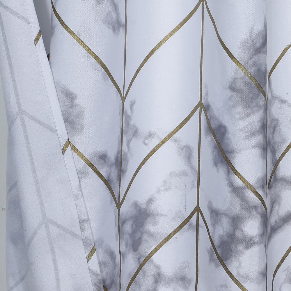 Gold and Silver Luxe Marble Cotton Shower Curtain with Liner
