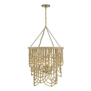 Bremen 4-Light Warm Brass/Natural Candlestick Pendant Light