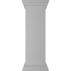 Plain 40 in. x 12 in. White Box Newel Post with Panel, Peaked Capital and Base Trim (Installation Kit Included)