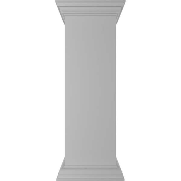 Ekena Millwork Plain 40 in. x 12 in. White Box Newel Post with Panel, Peaked Capital and Base Trim (Installation Kit Included)