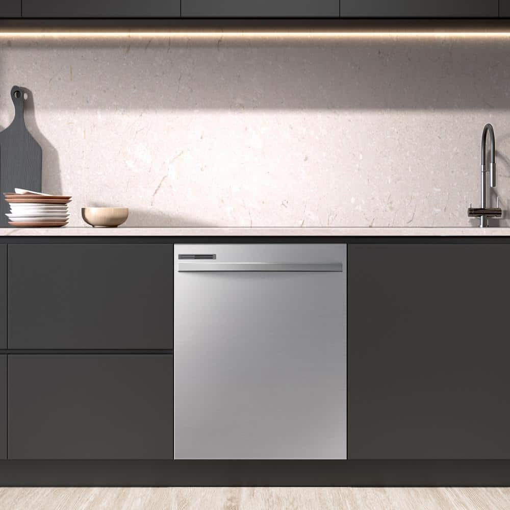 24" Stainless Steel Built-In Top Control Dishwasher with Adjustable Rack
