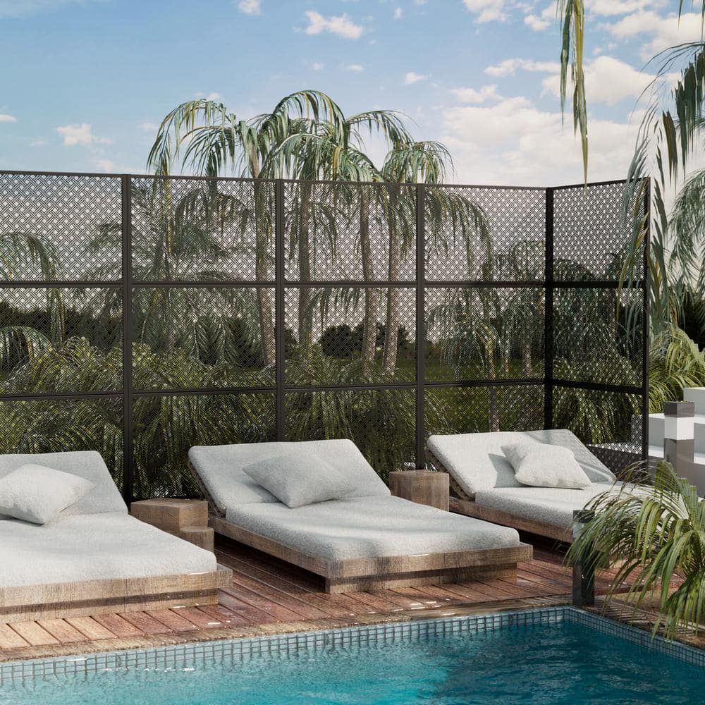Jason 72 in. Galvanized Steel Garden Fence Outdoor Privacy Screen Garden Screen Panels in Black price history on PriceWatchPro