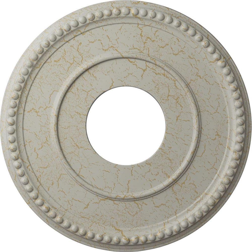 Ekena Millwork 3/4 in. x 12-1/2 in. x 12-1/2 in. Polyurethane Bradford Ceiling Medallion, Pot of Cream Crackle