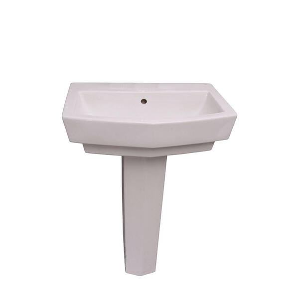Barclay Products Credenza 600 24 in. Pedestal Combo Bathroom Sink with 1 Faucet Hole in White