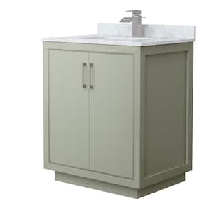 Icon 30 in. W x 22 in. D x 35 in. H Single Bath Vanity in Light Green with White Carrara Marble Top