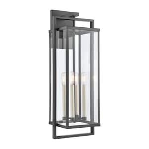 Heritage Hills Matte Black Outdoor Hardwired Wall Sconce with No Bulbs Included