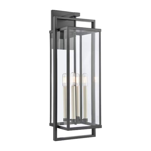 Titan Lighting Heritage Hills Matte Black Outdoor Hardwired Wall Sconce with No Bulbs Included