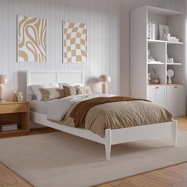 AFI Sophia White Solid Wood Frame Twin XL Low Profile Platform Bed