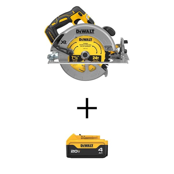 DEWALT 20V MAX Cordless Brushless 7-1/4 in. Circular Saw and (1) 20V MAX Premium Lithium-Ion 4.0Ah Battery