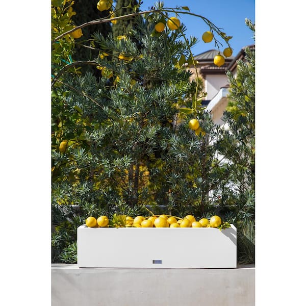 Block Series Window Box 36 in. White Plastic Planter