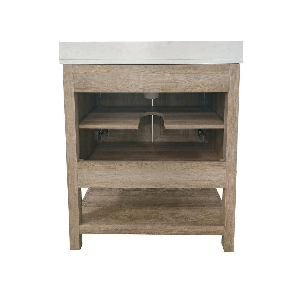 Taylor & Logan 30" Brown Wood Bathroom Vanity with Stoneware Surface