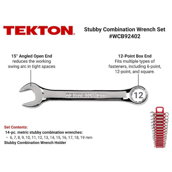 1/4-3/4 in. 6-19 mm Stubby Combination Wrench Set with Holder (25-Piece)