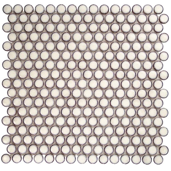 Ivy Hill Tile Bliss Edged Penny Vintage White 4 in. x 0.24 in. Polished Ceramic Floor and Wall Mosaic Tile Sample