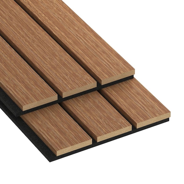 104.38 in. x 11.25 in x 0.875 in. Acoustic Vinyl 3 Grid Slat Wall Siding Board in Oak Color (Set of 2 Piece)