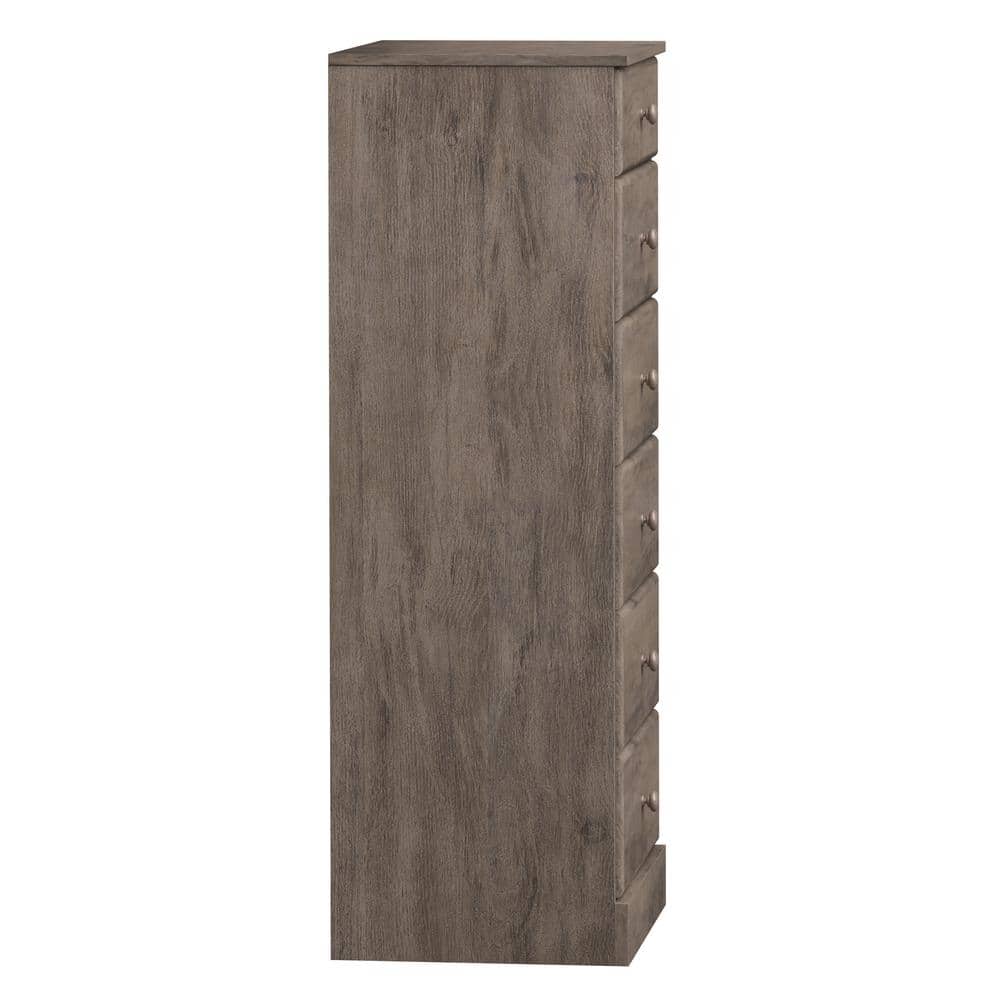 Astrid Drifted Gray Tall 6-Drawer Dresser with Acrylic Knobs