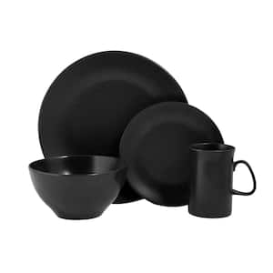 Seasons 4 Piece Black Porcelain Dinnerware Place Setting w/Mug (Serving Set for 1)