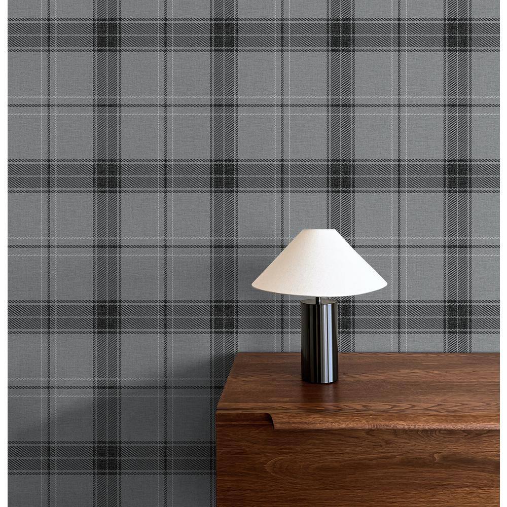 Greyscale Plaid Self-Adhesive Vinyl Wallpaper Roll