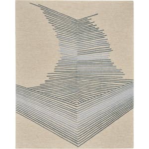 Symmetry Ivory/Grey 8 ft. x 10 ft. Abstract Contemporary Area Rug