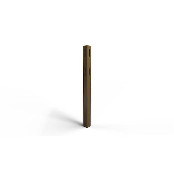 Composite 2-Rail Corner Post with Post Cap for Traditional Ranch Rail System (5 in. x 5 in. x 50 in. L) Rosewood (Brown)