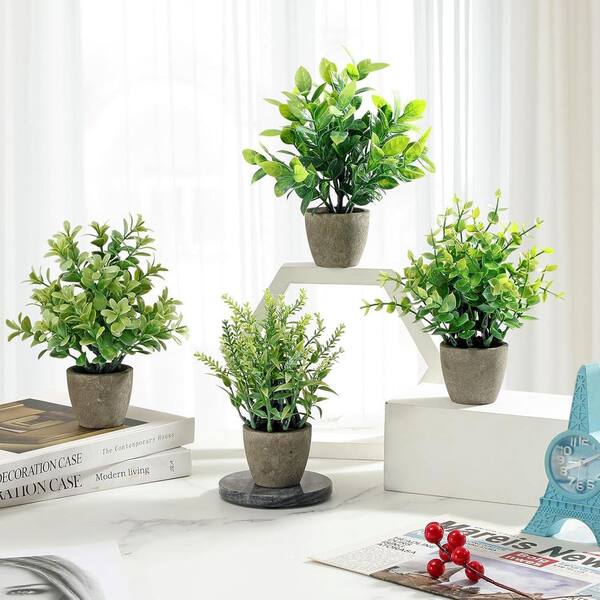 Mkono Fake Plants In Ceramic Pot, 11" Potted Artificial Plants For Home Decor Indoor Faux Green Leaf Plant With Modern White Planter For Desk Shelf Office Room Decoration (Pothos