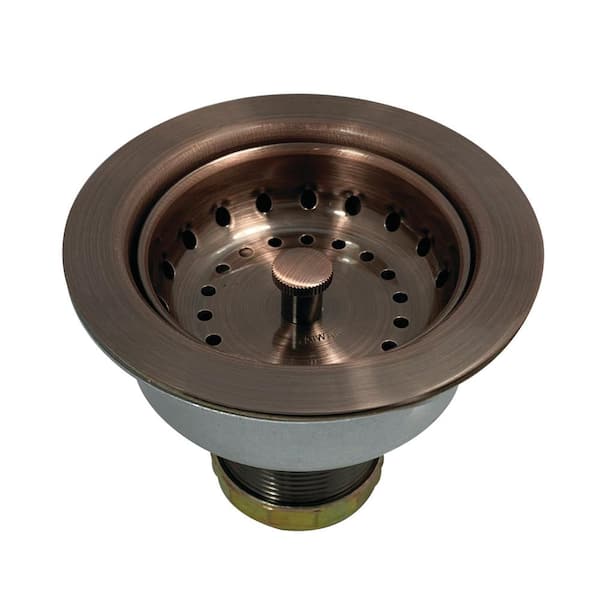 Tacoma 4-1/2 in. D. Stainless Steel Snap-N-Tite Sink Basket Strainer in Antique Copper