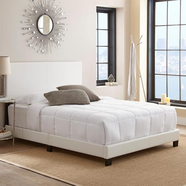 Boyd Sleep Florence Upholstered Faux Leather Platform Bed, Queen, White