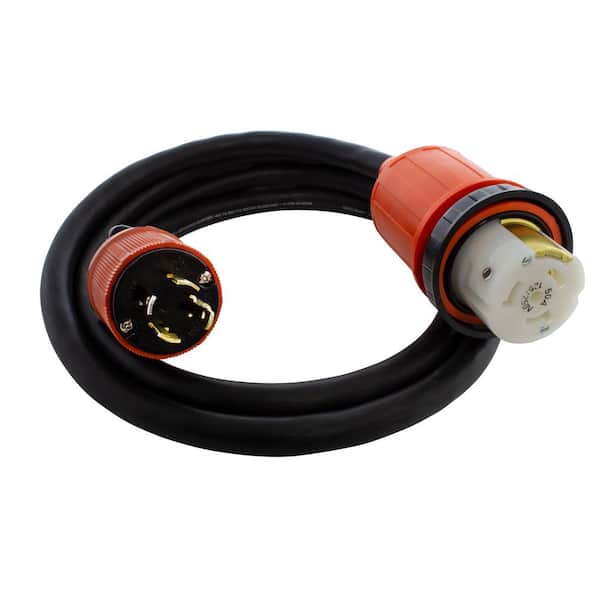50 ft. Generator L14-30P 30 Amp 4-Prong Plug to 50 Amp RV/Marine Power Inlet Adapter Cord