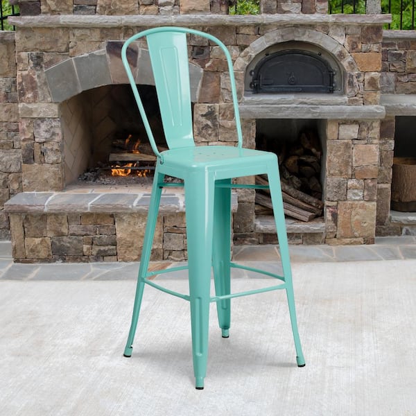 30 in. Mint Metal Bar Stool