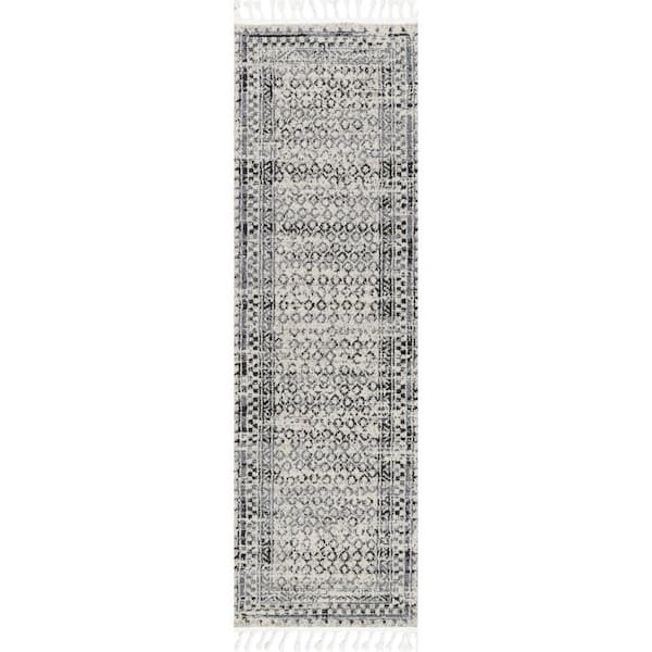 nuLOOM Claudia Diamond Tassel Ivory 2 ft. 6 in. x 14 ft. Runner Rug