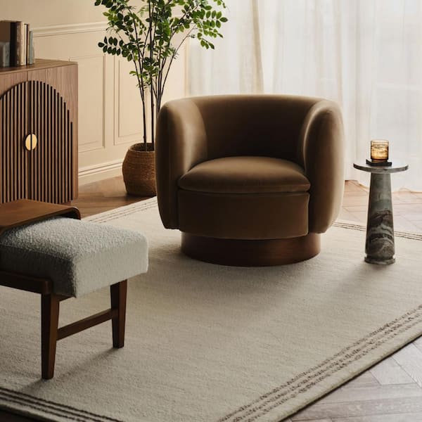 5 ft. x 8 ft. Ivory Baina Modern Bordered Indoor Area Rug