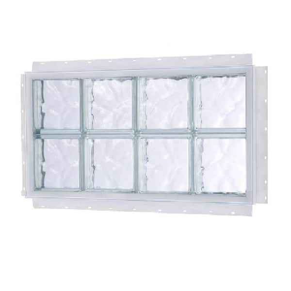 TAFCO WINDOWS 24 in. x 16 in. NailUp Wave Pattern Solid Glass Block Window