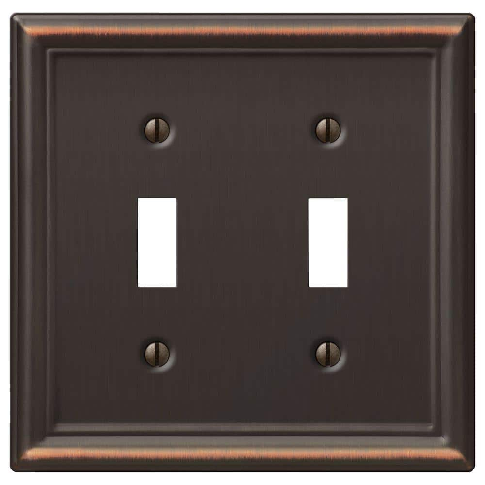 Hampton Bay Ascher 2 Gang Toggle Steel Wall Plate In Aged Bronze 3