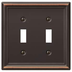 Ascher 2 Gang Toggle Steel Wall Plate - Aged Bronze