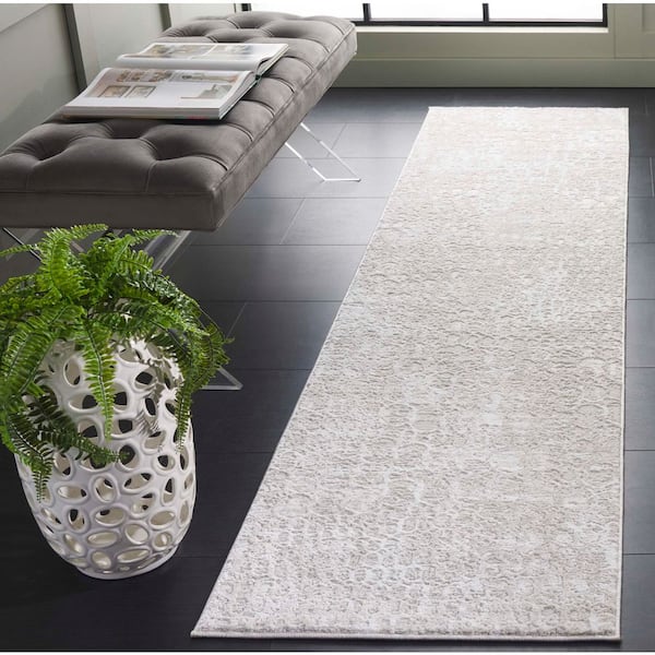 Carter 2 ft. x 6 ft. Ivory/Taupe Abstract Geometric Runner Rug
