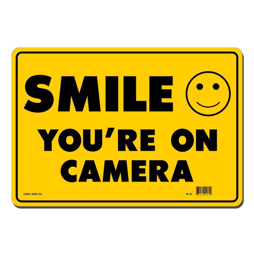 2 TWO Smile You're on Camera Yellow  Security Sign CCTV Video Surveillance 