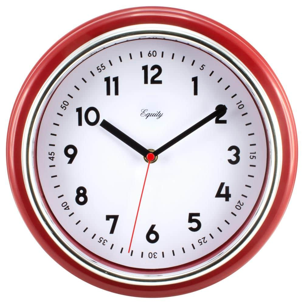 Equity By La Crosse Analog 115 In Red Retro Quartz Analog Wall Clock 20867 The Home Depot