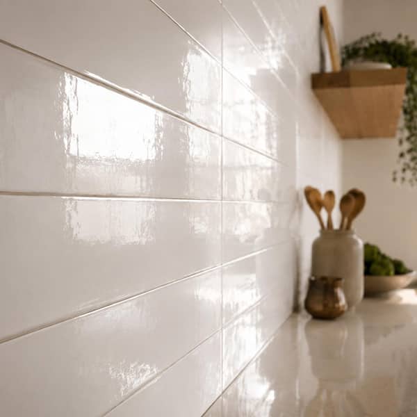 Bedrosians Skyline White 2 in. x 4 in. Glossy Ceramic Wall Tile