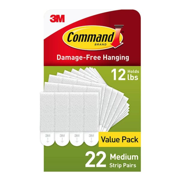 Command White, Medium Picture Hanging Strips, 22 Pairs per Pack