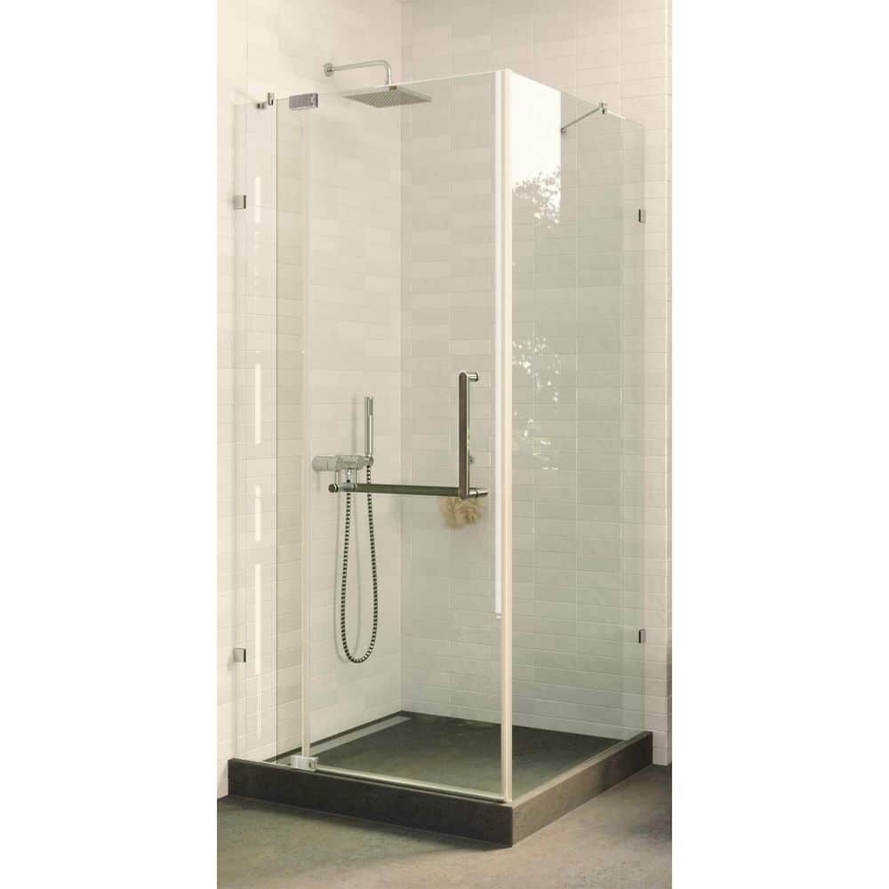 Polished Chrome Frameless Tempered Glass Corner Shower Enclosure - 40" x 40" x 74"