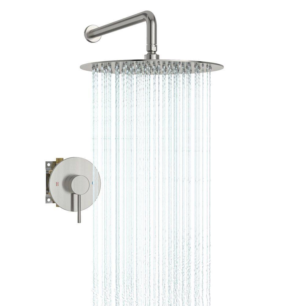 1-Spray Patterns with 1.8 GPM 10 in. Wall Mount Dual Shower Heads with Brass Body Valve in Brushed Nickel price history on PriceWatchPro