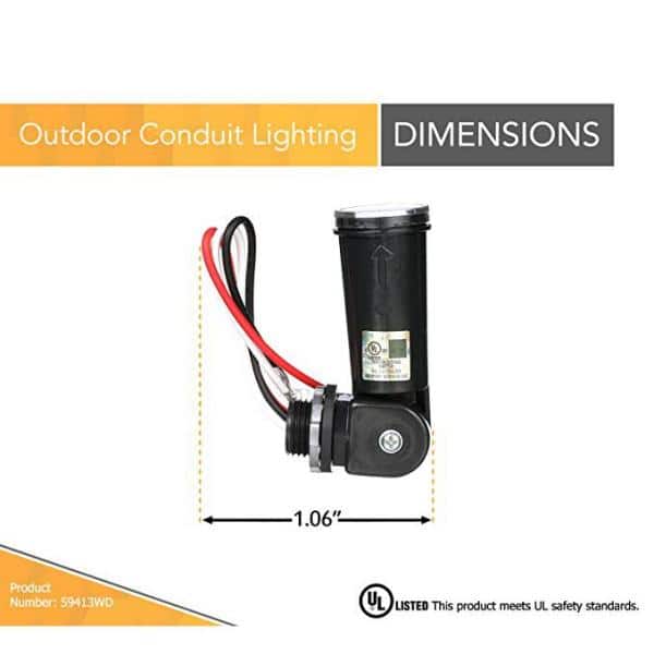Black Outdoor Photoelectric Light Control with Swivel Mount