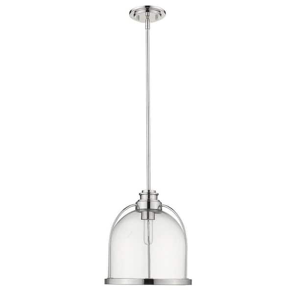 100-Watt 1-Light Nickel Pendant Light with Crystal, No Bulbs Included