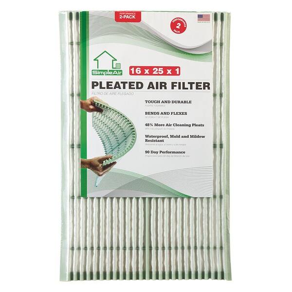 SimpleAir 16  x 25  x 1  Pleated FPR 7 Air Filter (2-Pack)