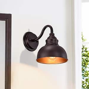 1-Light Oil Rubbed Bronze Industrial Wall Vanity Light with Shade
