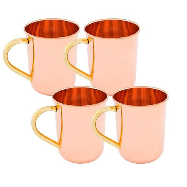 Old Dutch Straight Sided 14 oz. Moscow Mule Mug with Unlined and Lacquered on Exterior Only (Set of 4)