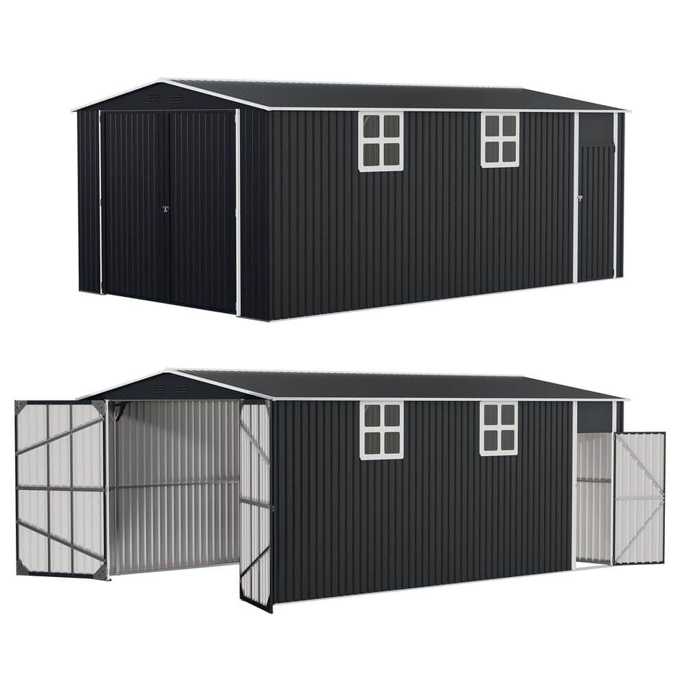 VIWAT 12 ft. W x 20 ft. D Metal Outdoor Storage Garden Tool Steel