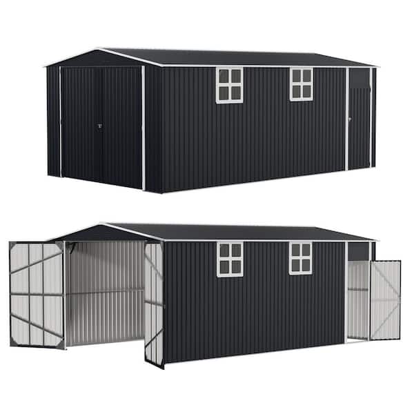 VIWAT 12 ft. W x 20 ft. D Metal Outdoor Storage Garden Tool Steel